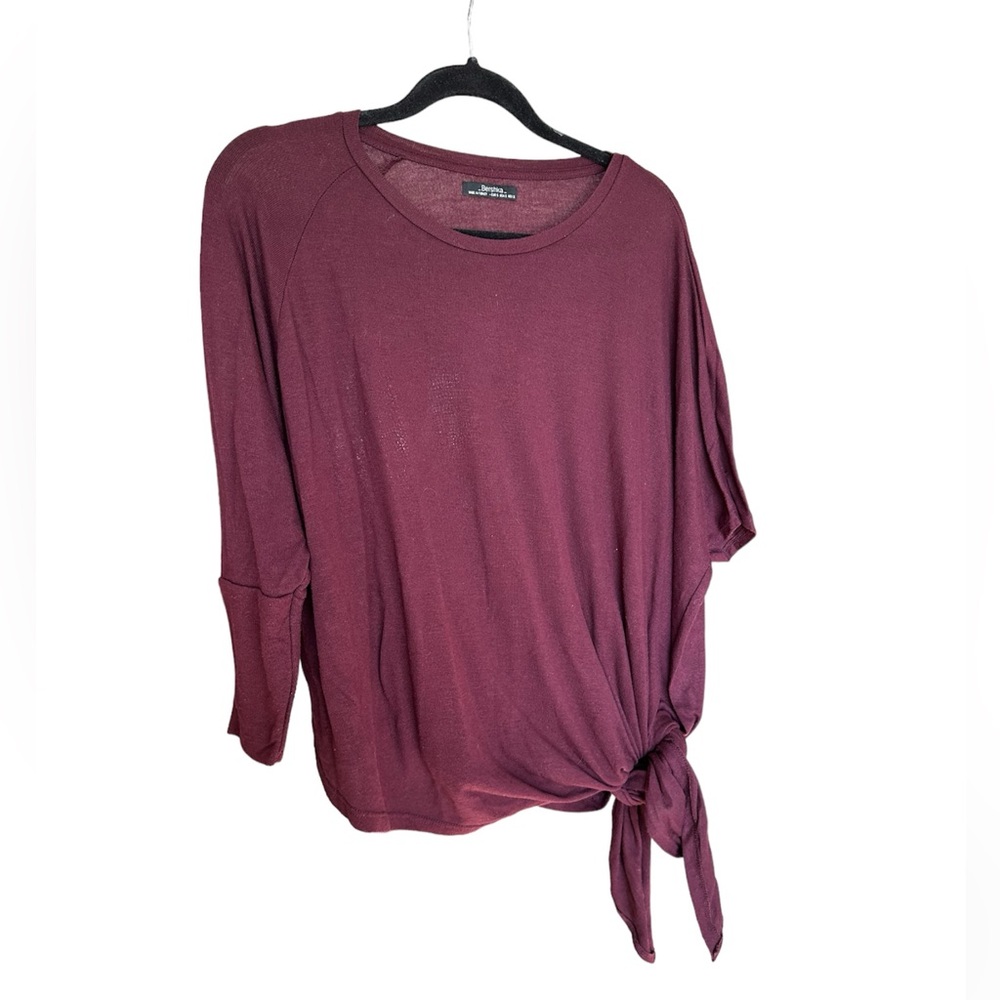 Bershka Asymmetrical Maroon Top - Size Small